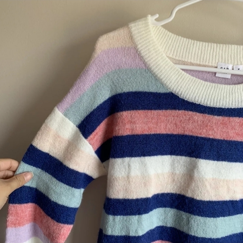 GAP Multicolor Striped Crew Neck Sweater Oversized Size Medium - Picture 3 of 12